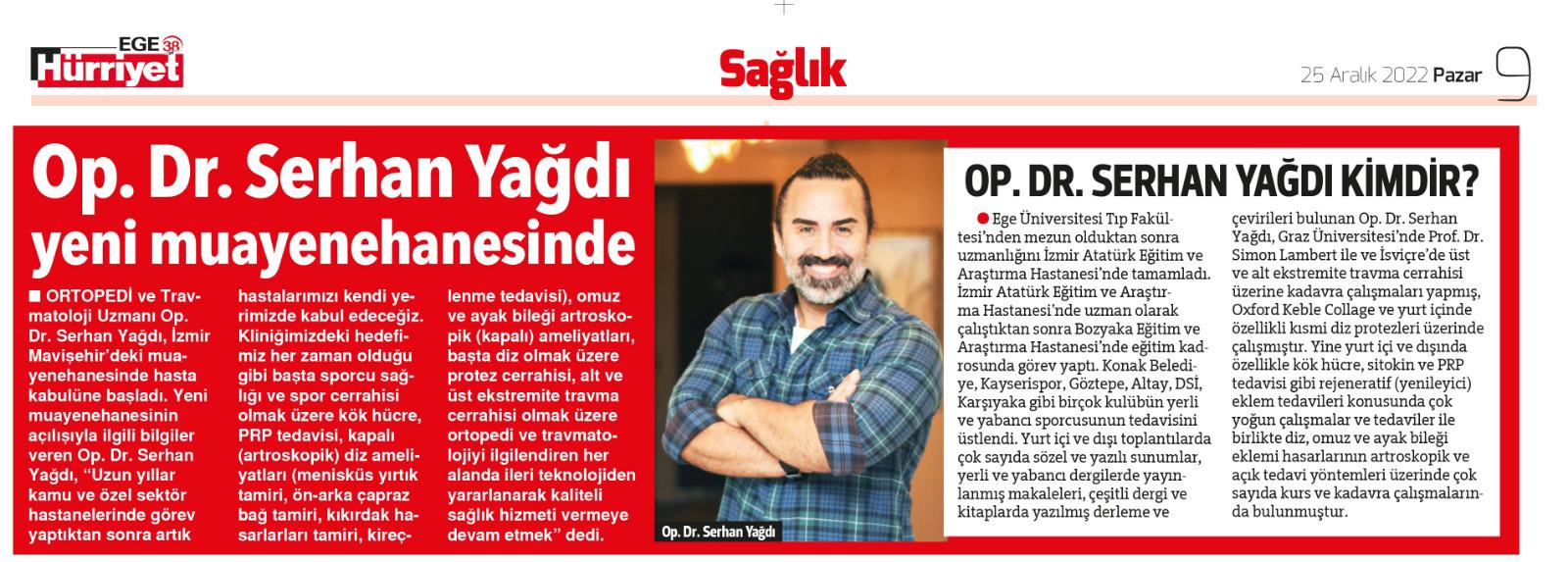 Op. Dr. Serhan Yağdı yeni muayenehanesinde